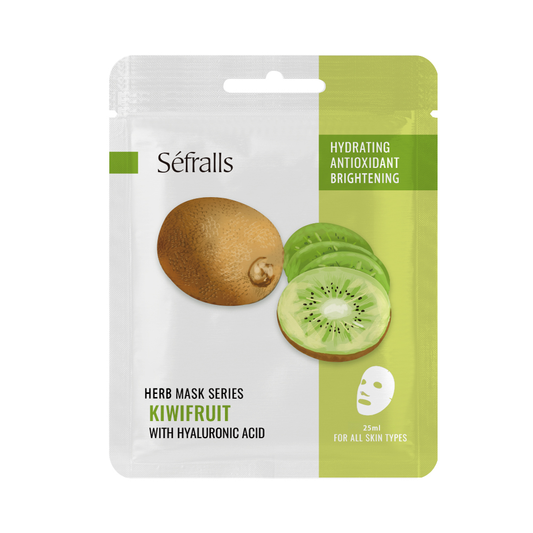 Séfralls Kiwifruit Hydrating & Brightening Facial Sheet Mask with Hyaluronic Acid (25ml*10pcs)