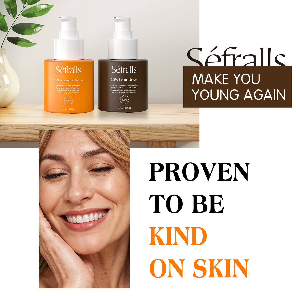 Séfralls Vitamin C + Retinol Serum Duo | Brightening & Skin Renewal Facial Serum Set