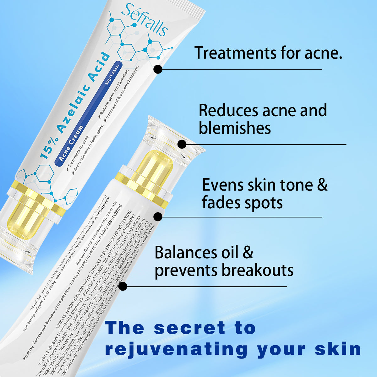 Séfralls 15% Azelaic Acid Acne Cream - Dark Spot Remover (30g)