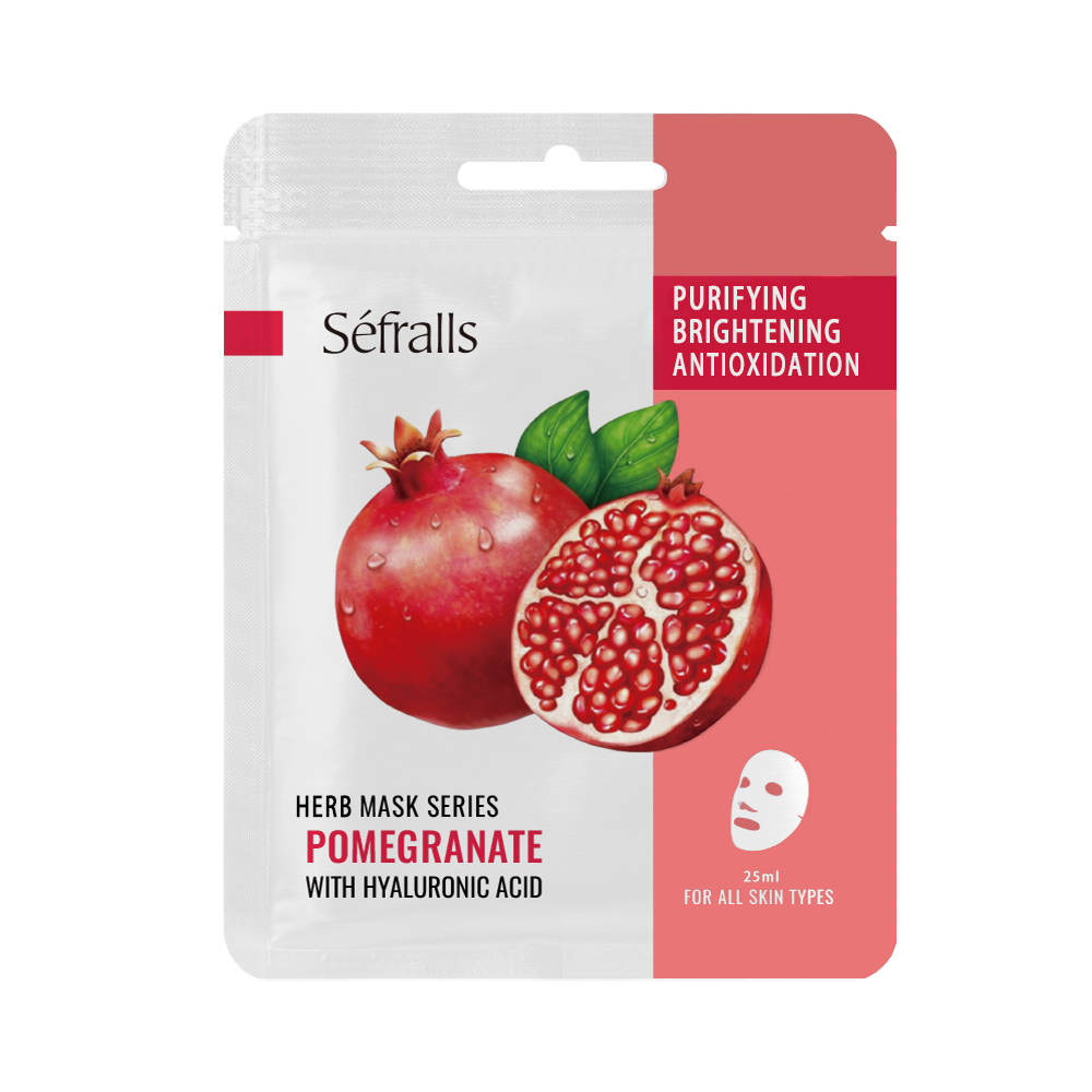 Séfralls Pomegranate Purifying and Brightening Facial Sheet Mask with Hyaluronic Acid（25ml*10pcs）
