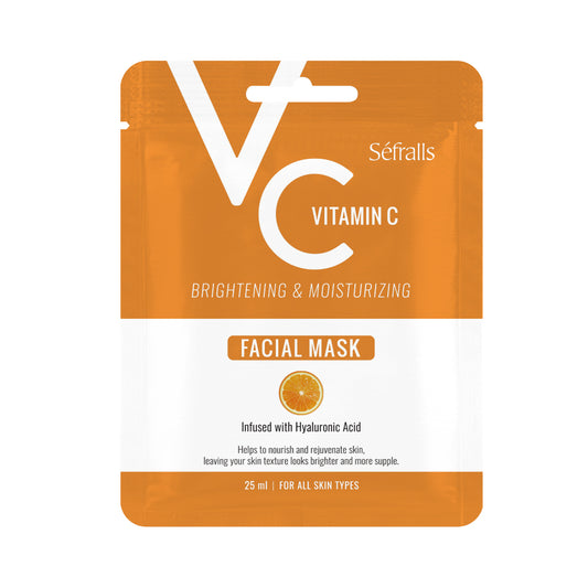 Séfralls Vitamin C Brightening & Moisturizing Facial Sheet Mask with Hyaluronic Acid (25ml*10pcs)