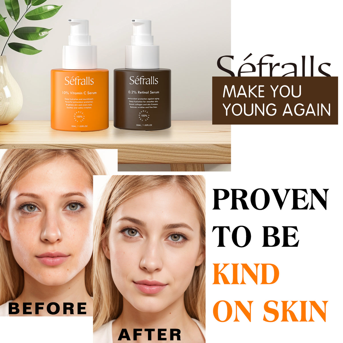 Séfralls Vitamin C + Retinol Serum Duo | Brightening & Skin Renewal Facial Serum Set
